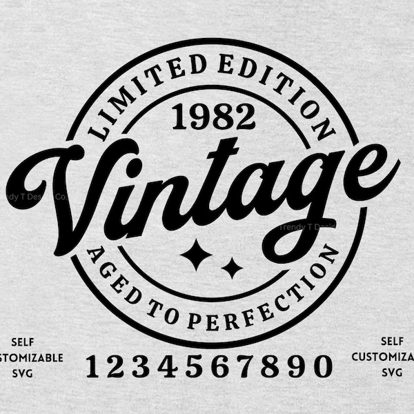 Customizable Birthday SVG, Vintage Birthday SVG, Retro Birthday, Limited Edition, Aged to Perfection, Birthday Shirt Sublimation, Cricut Svg