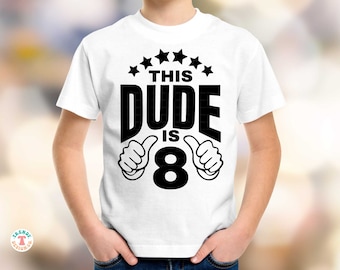 PNG in formato SVG per l’ottavo compleanno di ragazzi, questo tizio ha 8 anni, pollice in su, stelle, buon compleanno ragazzo in formato SVG, file di taglio Cricut, Png a sublimazione per ragazzi per 8 anni