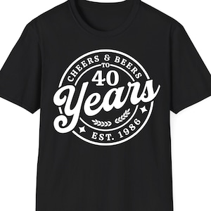 40th Birthday SVG PNG, Cheers & Beers to 40 Years, EST. 1986, Retro Vintage image 4