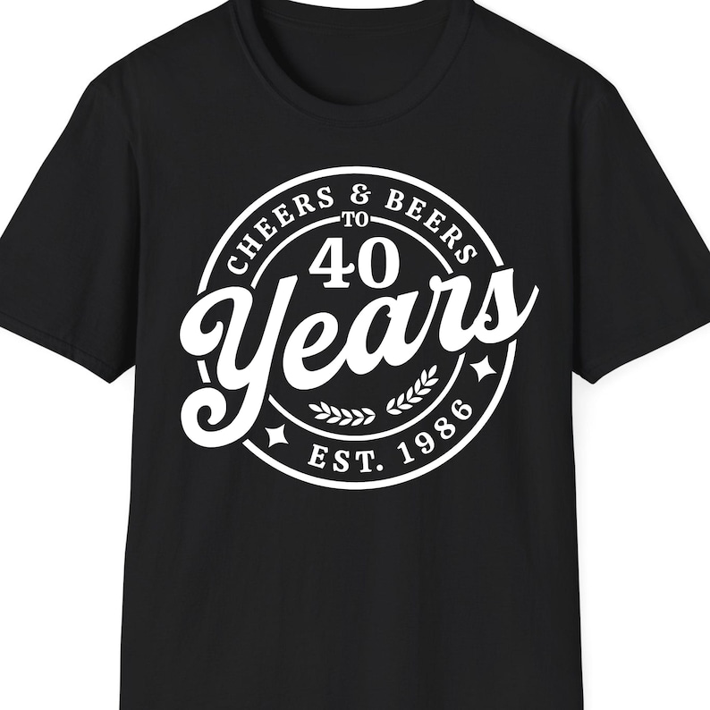 40th Birthday SVG PNG, Cheers & Beers to 40 Years, EST. 1986, Retro Vintage image 4