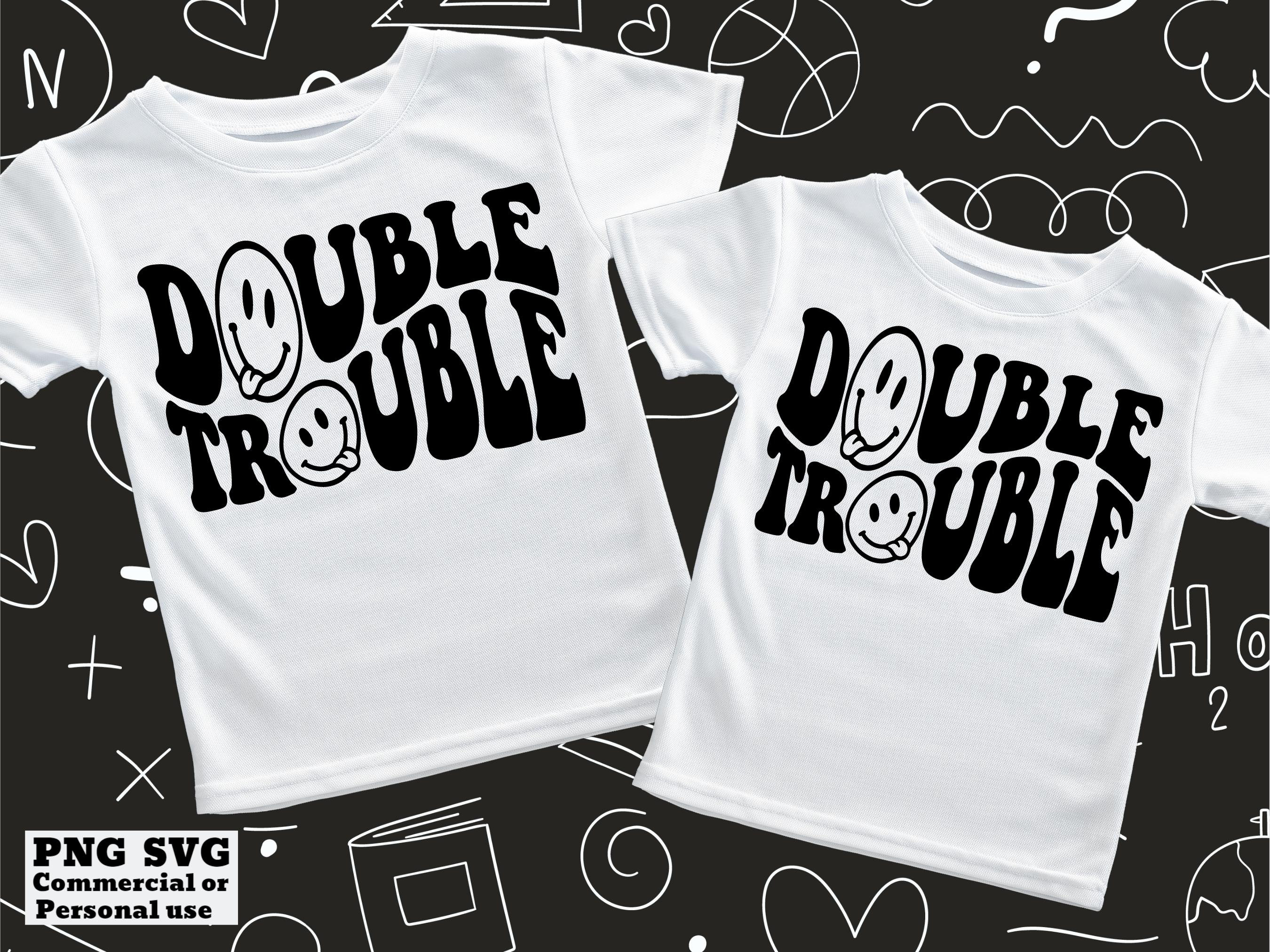 Retro Toddler Boys SVG PNG Double Trouble SVG Funny Kids