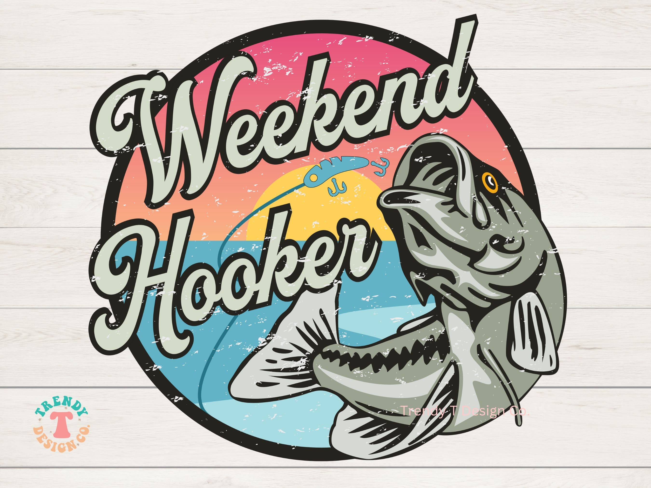 Weekend Hooker PNG, Fishing Shirt PNG, Distressed & Solid, Vintage ...