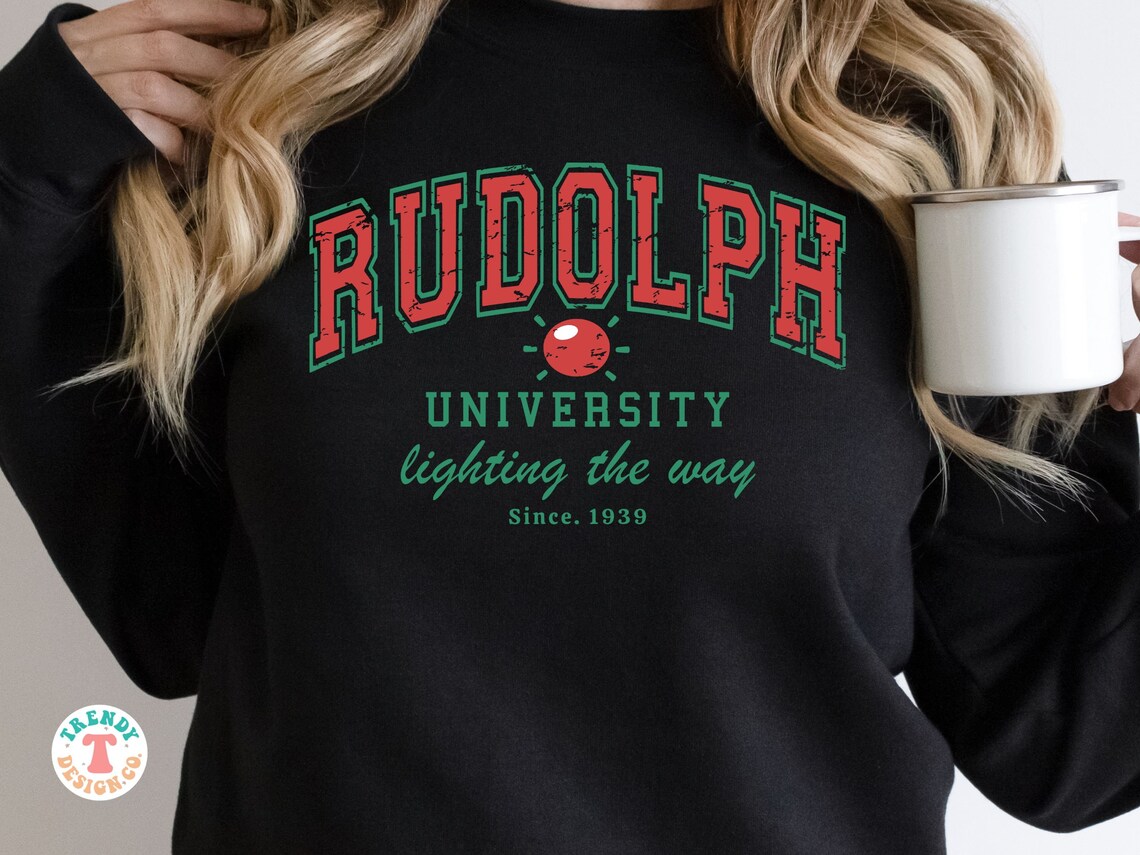 Distressed Rudolph Svg Rudolph University SVG PNG Solid & Distressed, Retro Christmas College ...