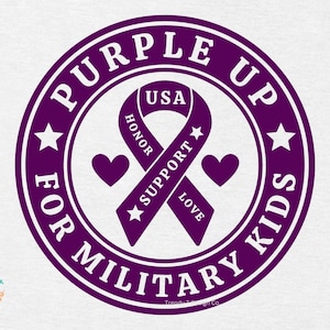 Lila für Militär Kinder SVG PNG, Militär Kind SVG, Militär Familie SVG, Cricut SVG Schnittdatei, svg für Hemden, Sublimation Png-Datei