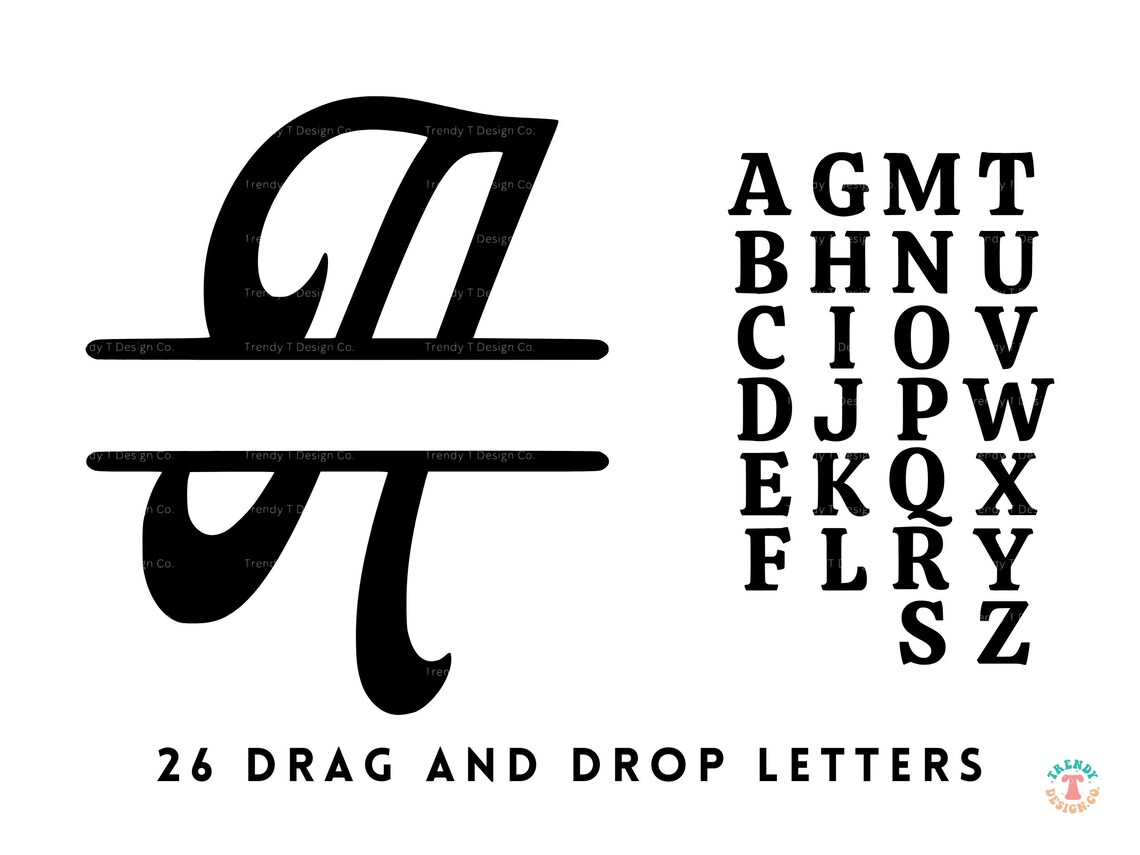 Split Monogram SVG, Alphabet SVG, 26 Letters, Design Space Do-it ...