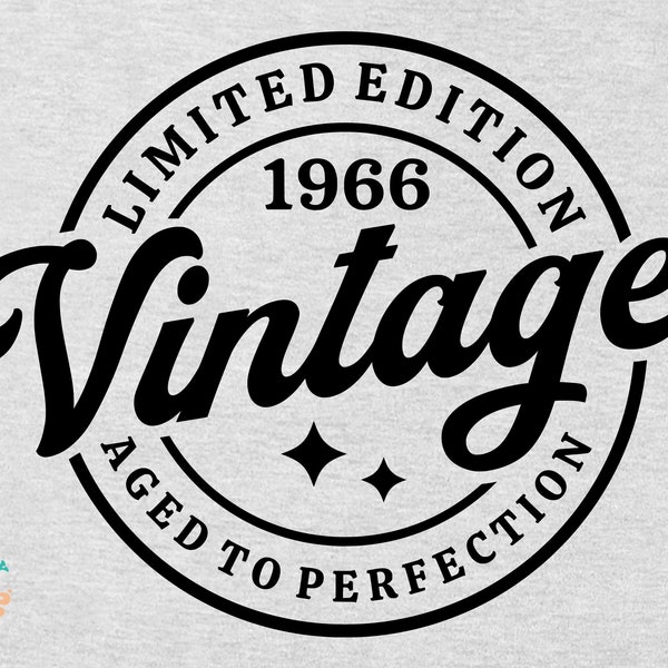 1966 Birthday SVG PNG, 57th Birthday SVG, Retro, Vintage, Limited Edition, Aged to Perfection, Classic Birthday Shirt Sublimation Png File