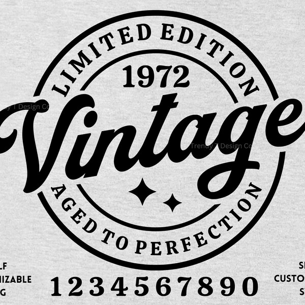 Customizable Birthday SVG, Vintage Birthday SVG, Retro Birthday, Limited Edition, Aged to Perfection, Birthday Shirt Sublimation, Cricut Svg