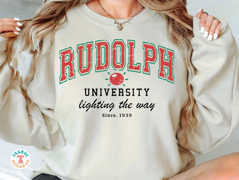 Distressed Rudolph Svg Rudolph University SVG PNG Solid & Distressed, Retro Christmas College ...