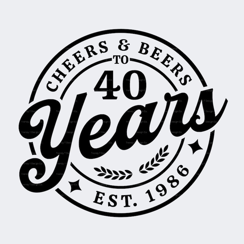 40th Birthday SVG PNG, Cheers & Beers to 40 Years, EST. 1986, Retro Vintage image 1