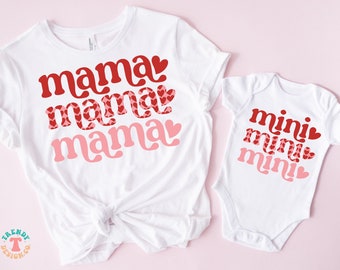 Valentine SVG PNG, Mama & Mini, Retro Love More Svg, Mommy and Me Svg, Hearts Design, Silhouette, Cricut Svg Cut File, Png Shirt Sublimation