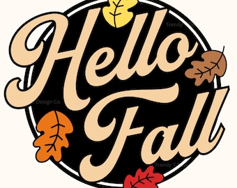 Hello Fall SVG, Hello Fall PNG, Distressed & Solid, Retro Fall PNG, Retro Fall Svg, Fall Vibes, Fall Png voor Shirtsublimatie, Cut File Svg