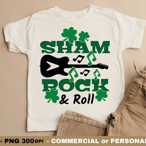 Shamrock and Roll SVG PNG, Shamrock & Roll Sublimationsdruckdatei, St. Patricks Day Cricut SVG Schnittdatei, Rock'n'Roll Musik Gitarre SVG Png