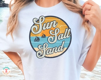 Sun Salt Sand PNG, Retro Summer PNG, Beach Shirt Png, Shirt Sublimation Png Download File, Summer Vacation Png, Summer Shirt Png Design