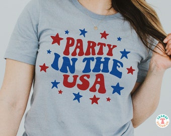 Party in the USA SVG PNG Solid & Distressed, Retro Patriotic Design with Stars, 4th of July Svg Png for Sublimation, Svg Cut File for Cricut