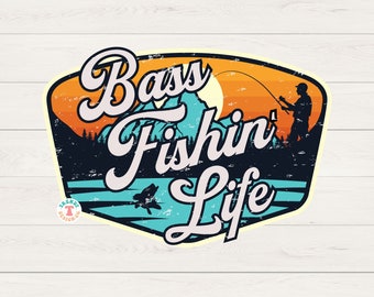 Bass Fishin 'Life PNG Distressed & Solid, Vintage Retro Angeln PNG, Angeln Shirt Sublimation Png, Angelrolle, Angel, Dad Shirt, See, Boot