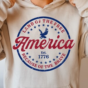 America Land Of The Free Because Of The Brave SVG PNG, Patriotic SVG, Eagle, Retro 4th of July Svg Design, Png for Sublimation Svg Cut File