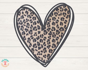 Leopard Heart PNG, Leopard Print Heart PNG, Valentine's Heart Sublimation Design, Cheetah, Sweatshirt, Shirt Sublimation PNG Download File