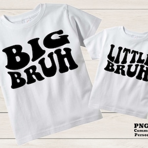 Jongens retro SVG PNG, peuter jongens SVG, grote bruh, kleine bruh, grappige kinderen citaat voor broers, golvende tekst SVG, shirt sublimatie png, Cricut SVG