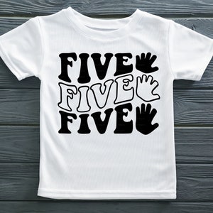 5th Birthday SVG PNG, Fifth Birthday Shirt SVG, Retro Wavy Text, Toddlers, Boys, Girls, Kids Birthday Shirt Svg, Png Sublimation Print File
