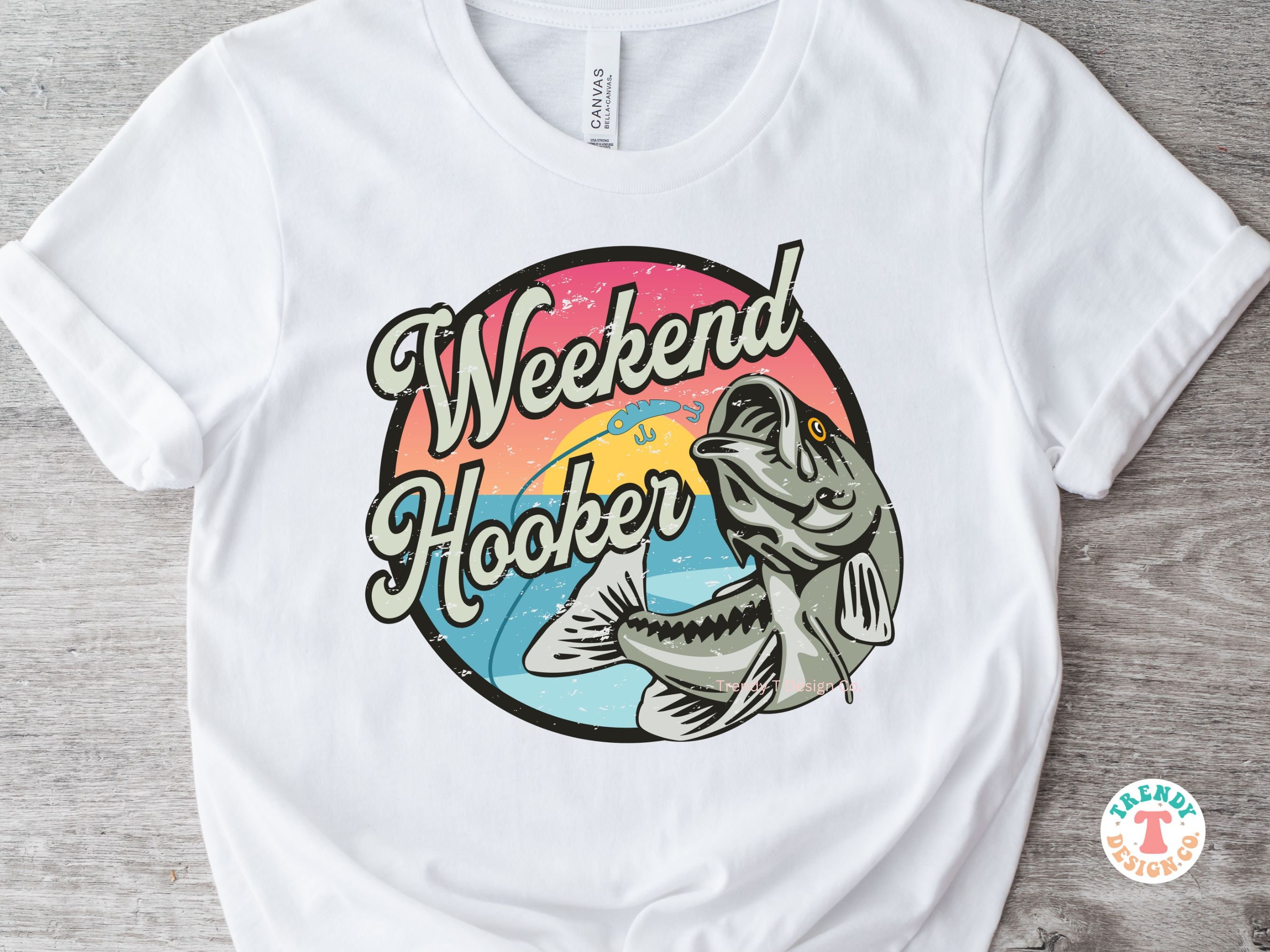 Weekend Hooker PNG, Fishing Shirt PNG, Distressed & Solid, Vintage ...