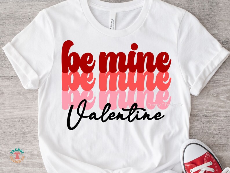 Be Mine Valentine SVG PNG, Valentine's Day SVG, Stacked Retro Design ...