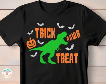 Trick Rawr Treat SVG PNG, småbarn, barn, pojkar dinosaurie SVG, rolig Halloween Svg, sublimering PNG, Cricut Cut-filnedladdning, pumpa Svg