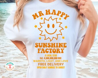 Retro Summer SVG PNG, Beach Shirt SVG, Funny Summer Vacation Shirt Svg, Mr Happy Sunshine Factory, Summer Sublimation Design, Cricut Svg