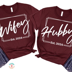 Wifey Hubby SVG PNG, 2024, bruiloft SVG, pasgetrouwden Svg Cut-bestand voor Cricut, Silhouette, Dhr. & Mevr., hemd shirt sublimatie png-download