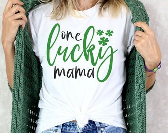 One Lucky Mama SVG PNG, St. Patrick's Day, Feeling Lucky Mom, Shamrock Clovers, Cricut SVG, Silhouette Svg, Cut File, Shirt Sublimation Png