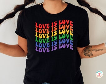 Love Is Love SVG PNG, Rainbow SVG, Retro Wavy Text, Cricut Svg, Silhouette Svg, Cricut Cut File, Png Download File for Shirt Sublimation
