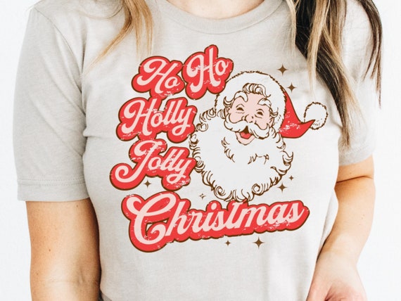 Retro Santa PNG, PNG File for Shirt Sublimation, Distressed & Solid PNG, Retro Christmas Png, Ho Ho Holly Jolly Christmas, 'Tis the Season