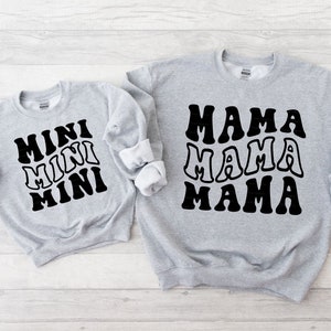 Mama Mini SVG PNG, Mommy and Me SVG, Matching Shirts Svg, Mom, Baby, Toddler, Girl, Retro Wavy, Sublimation Png, Mom Life Svg Cut File