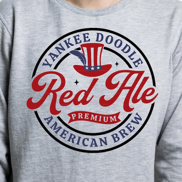 4th of July SVG PNG, Yankee Doodle Red Ale, Premium Beer SVG, Patriotic Brewery Svg Cut File for Cricut, Beer Drinking Shirt Sublimation Png