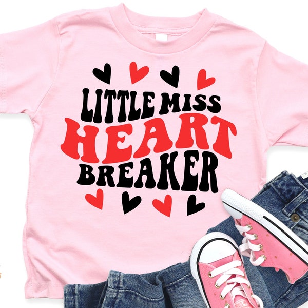 Little Miss Heart Breaker SVG PNG, Mädchen Valentine SVG, Kinder, Baby, Strampelanzug, Cricut geschnitten Datei, Shirt Sublimation Png Download Datei