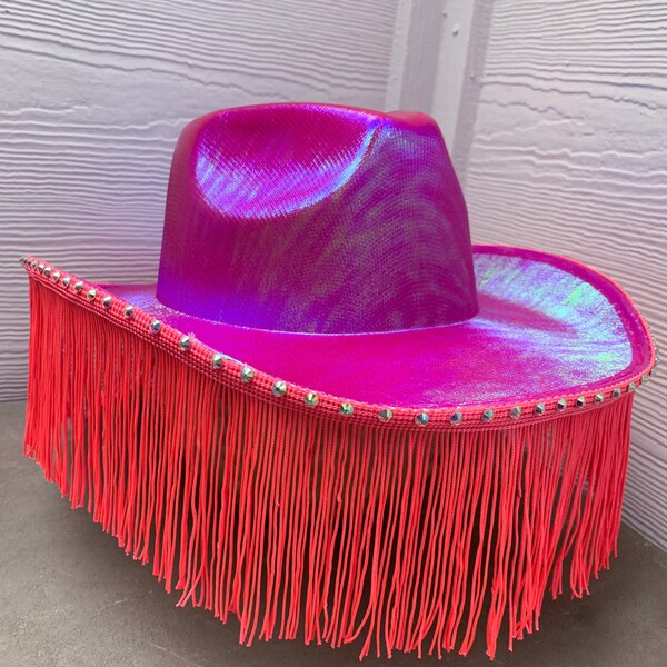 Pink Cowboy Hat With Rhinestones Etsy