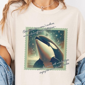 Orca Shirt Stars Whale Comfort Colors Save Sealife Graphic Tee Vintage Aesthetic Space Tshirt Orca Whale Lover Gift Ocean Sea Animal Unisex