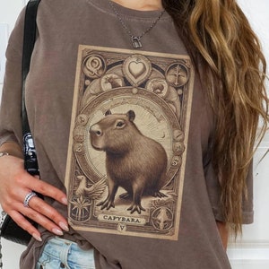 Capybara Shirt Comfort Colors, Capybara Lover Gift Capy Tarot Tshirt Funny Capybara Graphic Tee Cute Animal Pet Rodent Trendy Oversized