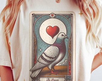 Pigeon Shirt Comfort Colors, Bird Lover Tee Bird Tshirt Pigeon Gift Funny Animal Tarot Graphic Watcher Gift Ironic Cottage Core Oversized