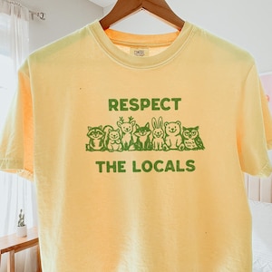 Respect the Locals Crop Top, Forest Animals Graphic Shirt Protect National Parks Granola Girl Gift Camping Tee