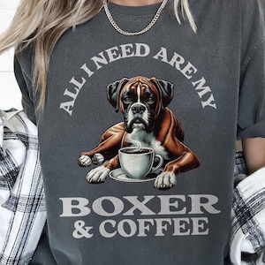 Boxerhond Koffie T-shirt, Cafeïne Boxerhond Moeder Cadeau Latte Boxerhond Vader Grafisch T-shirt Comfortabel Kleur Shirt Koffie Boxerhond T-shirt Cafeïne Hondeneigenaar