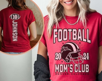 Custom Football Mom Shirt, Personalized Sport Mom Athlete Jersey Number Mothers Day Gift Game Day Mama Trendy Aesthetic Football Mama Club T