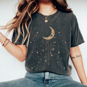 Celestial Shirt Moon T Shirts Moon Graphic T Shirt Moon Phase Astrology Astronomy Comfort Colors Garment Dyed Boho Oversized Vintage