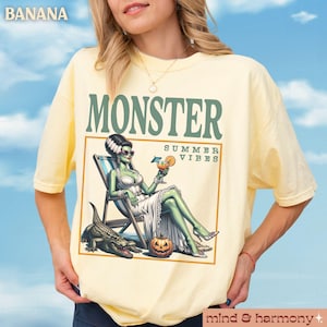 Summerween Shirt Monster Summer Vibes Hot Ghoul Halloween Tshirt Scary Movie Tee Beach Frankenstein Bride Graphic Top Spooky Girl Vacation