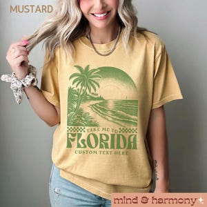 Florida Comfort Colors Shirt, Custom Color Vacation Girl Trip Tshirt Fan Gift Beach Graphic Tee Oversized Trendy Concert Fit Florida Tshirt Mustard
