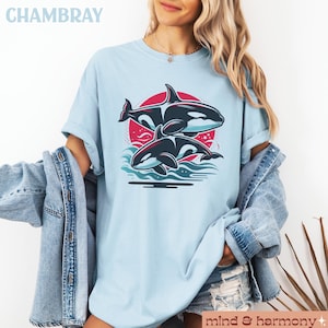 Orca Whales Shirt Comfort Colors Save Sealife Pop Graphic Tee Vintage Aesthetic Tshirt Orca Lover Gift Free Ocean Sea Animal Unisex Summer