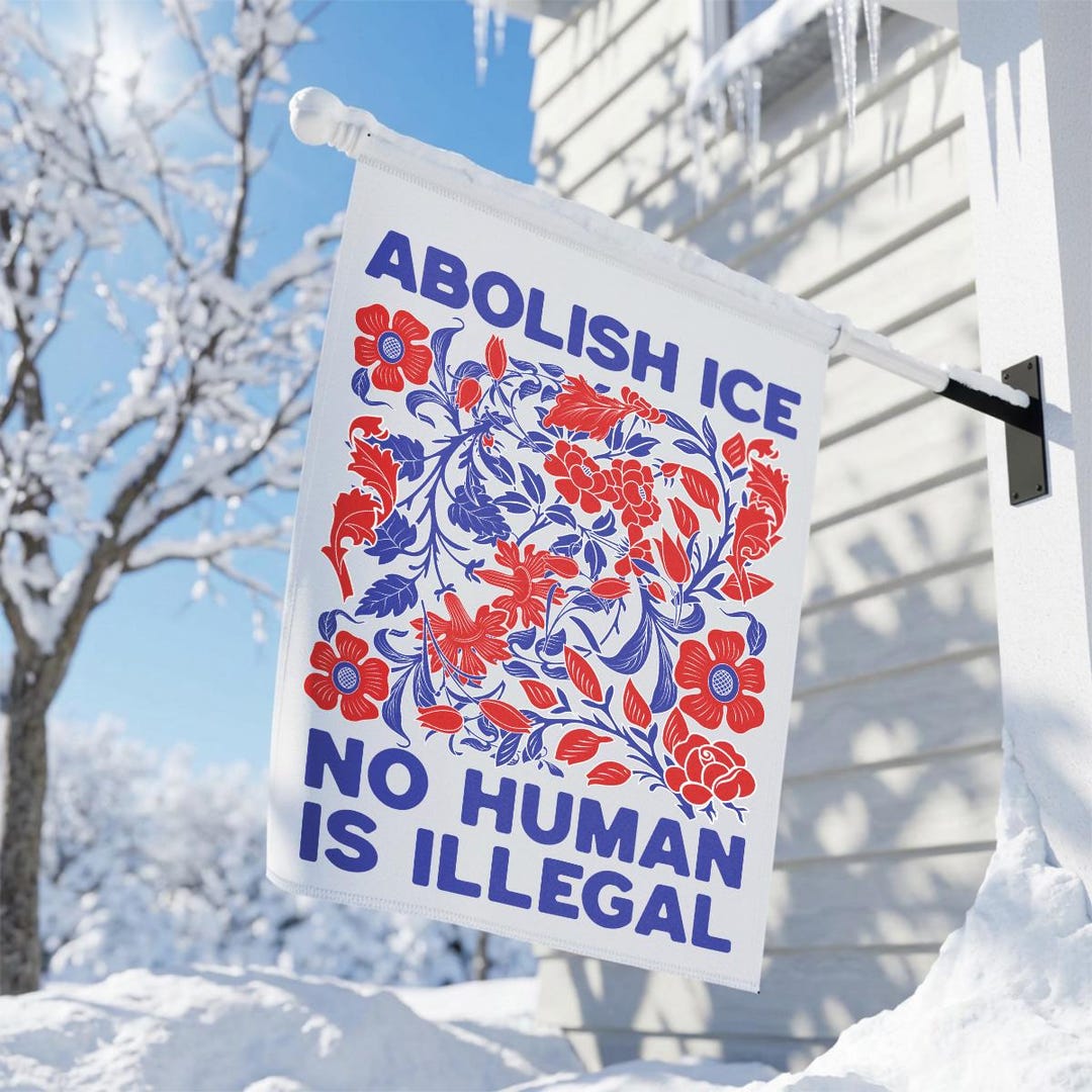 Abolish Ice Garden Banner, No Human Illegal Yard Flag Liberal Activist ...