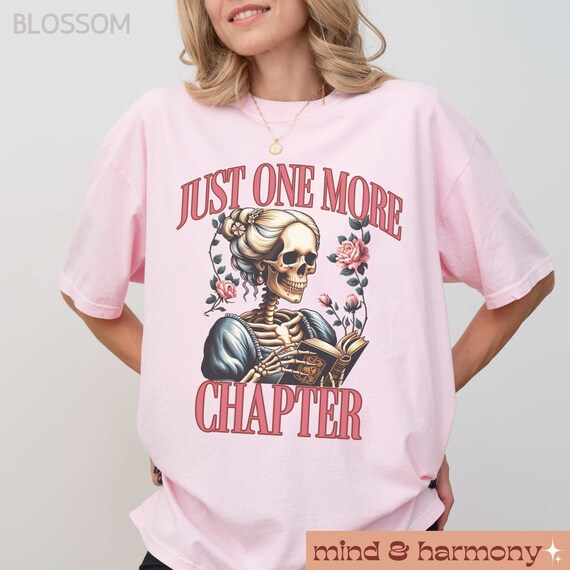 Coquette Bookworm Tee: Skeleton Reading Comfort Colors Halloween T-Shirt