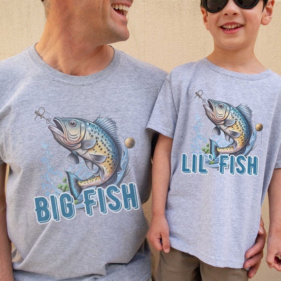 Fishing Shirt for Father and Kids, Big Fish Little Fish Shirt Matching Shirts  Dad and Baby Dad Matching Fishing Shirts Shirt for Dad and Son 