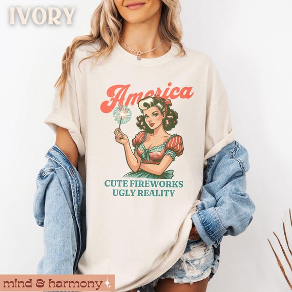 Anti Fourth of July Shirt Vintage Patriotic Aesthetic Tshirt America Nice Fireworks Retro Pin Up Graphic Tee FDT Political Summer BBQ Outfit
