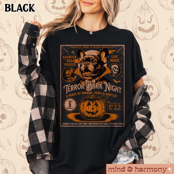 Halloween French Bulldog Shirt Spooky Frenchie Dog Lover Gift Witchy Paw Mom Tshirt French Bulldog Fall Merch Costume Top Vintage Aesthetic